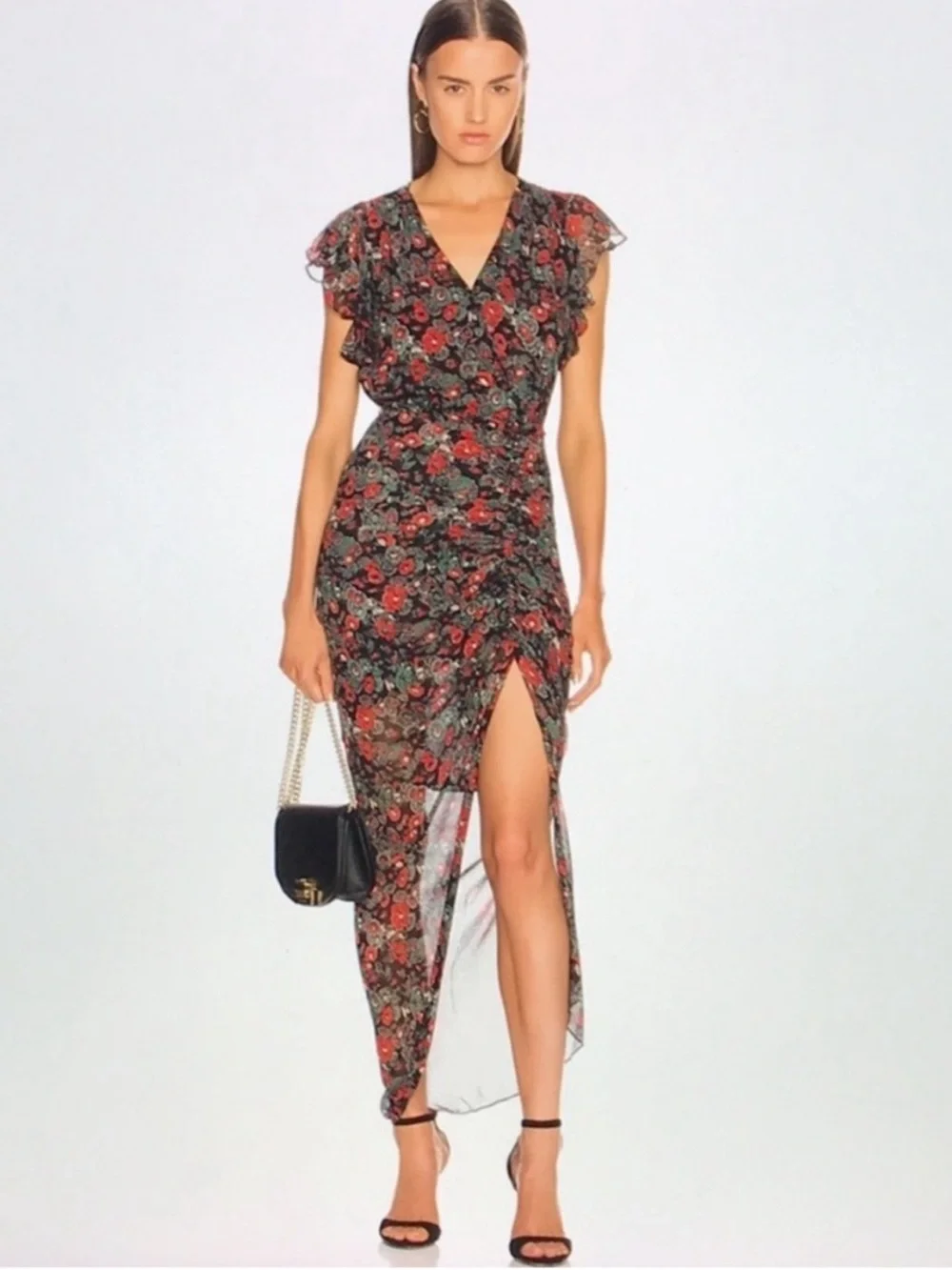 Veronica Beard Cecile Ruched Floral Silk Dress size 4